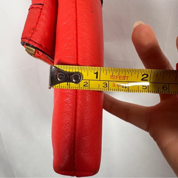 Kate Spade Coral Leather Crossbody Bag Foldover Holidaycore Statement Purse - Picture 9 of 11